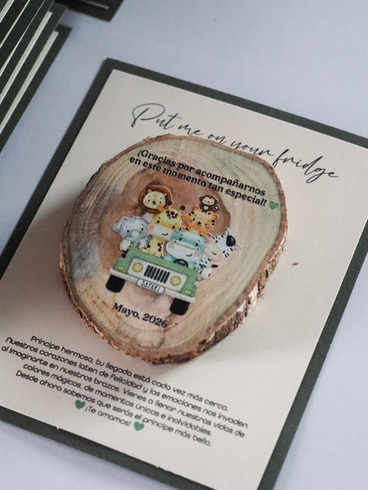 Recuerdo de Baby Shower Pin magnético de madera