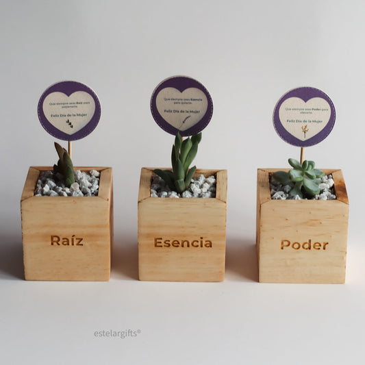 Regalo Maceta de Madera Tallada Mujer