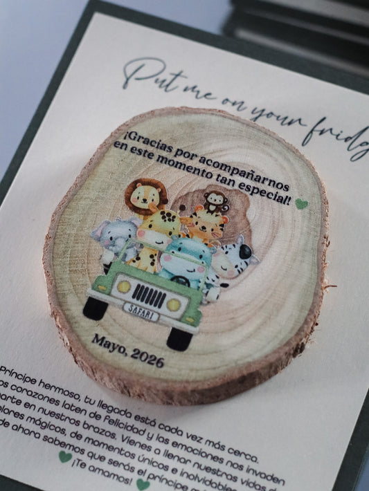 Recuerdo de Baby Shower Pin magnético de madera
