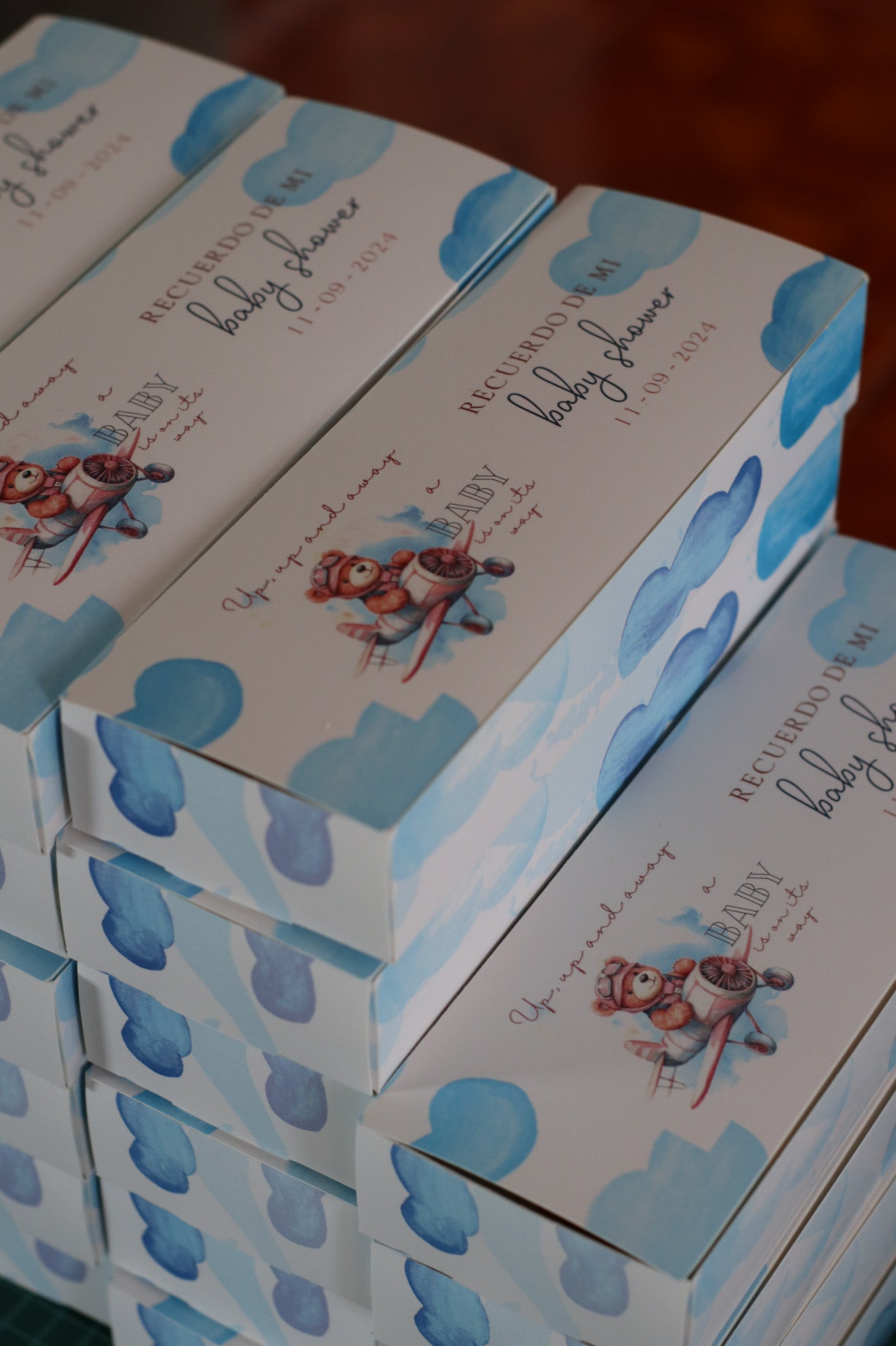 Recuerdo de Baby Shower Caja con Cuchara de Madera