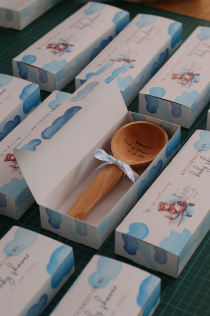 Recuerdo de Baby Shower Caja con Cuchara de Madera