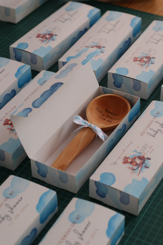 Recuerdo de Baby Shower Caja con Cuchara de Madera